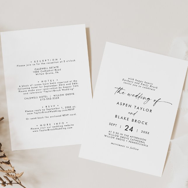 Modern Script Casual Grooms Parents Wedding Invitation (Creator Uploaded)