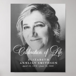 Modern Script Celebration of Life Memorial Photo  Poster