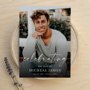 Modern Script Celebration of Life Photo Invitation