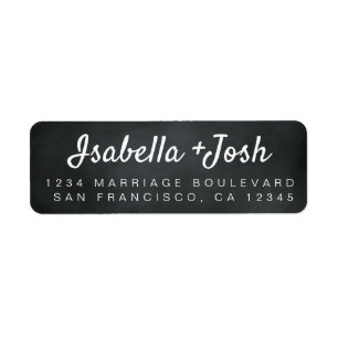 Modern Script Chalkboard Wedding Return Address Label
