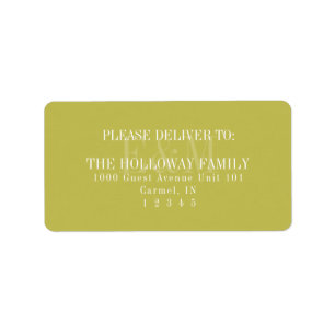 Modern Script Chartreuse Citrus Monogram Wedding Label