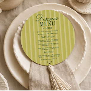 Modern Script Chartreuse Stripe Formal Wedding Menu