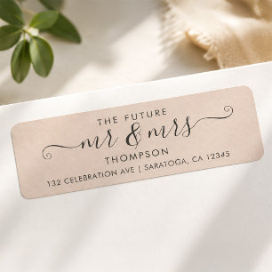 Modern Script Chic Future MR and MRS Blush Pink Return Address Label