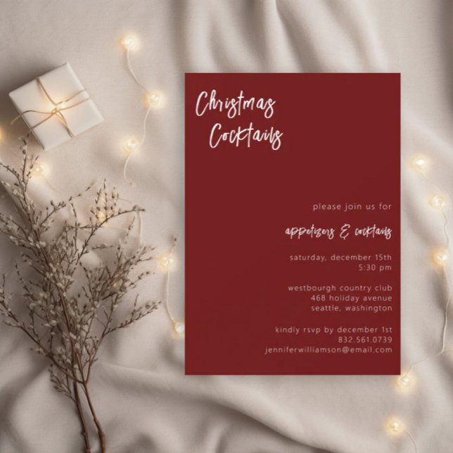 Modern Script Christmas Cocktails | Holiday Party Invitation (Creator Uploaded)