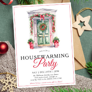 Modern Script Christmas Door Housewarming Party Invitation