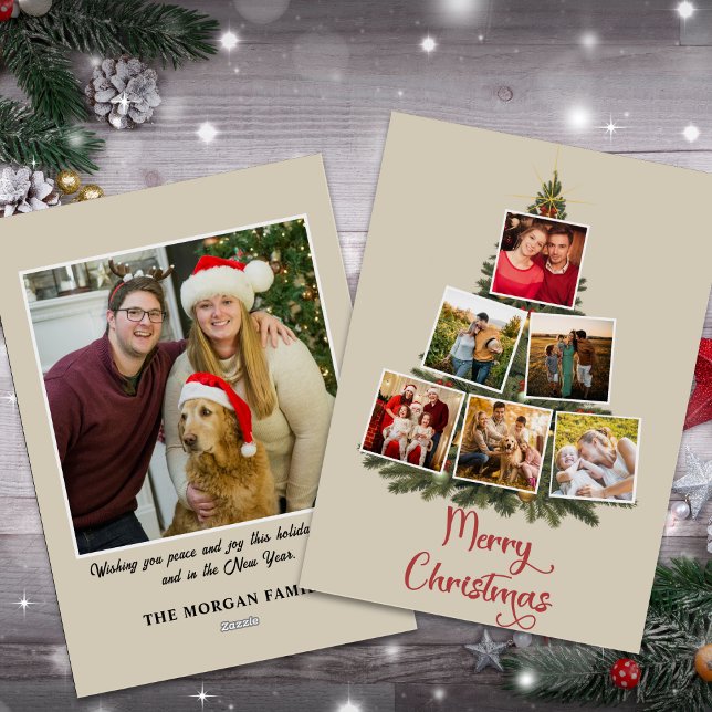 Modern Script Christmas Family Photos Holiday Card (Creator Uploaded)