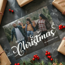 Modern Script Christmas Photo