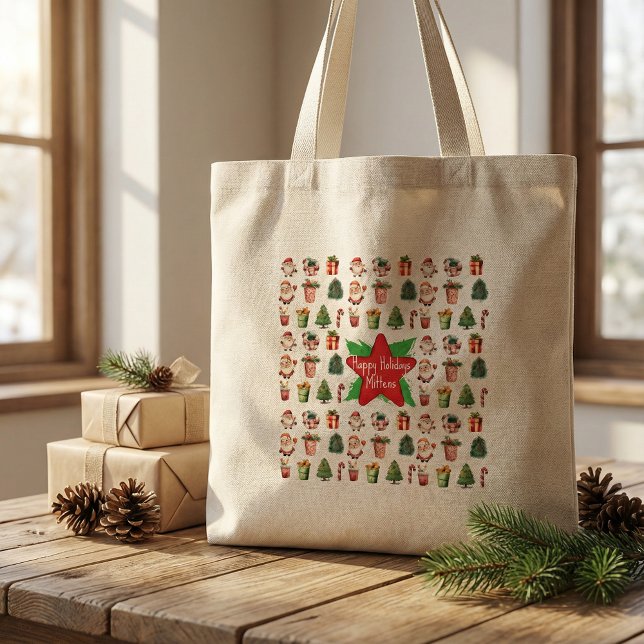  Modern script christmas tote bag rustic (Creator Uploaded)