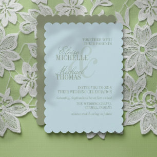 Modern Script Citrus Blue Formal Wedding Invitation