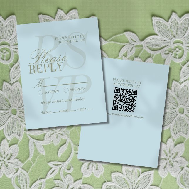 Modern Script Citrus Blue Formal Wedding  RSVP Card (Invite guest to give their response for your big day with this Modern Script Citrus Blue RSVP!)