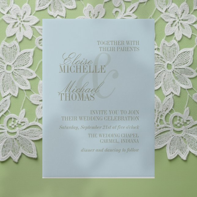 Modern Script Citrus Blue Formal Wedding Vellum Invitations (Invite guest to your big day with this Modern Script Citrus Blue Formal Wedding Vellum Invitations! )