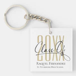 Modern Script Collage Graduation Party Key Ring