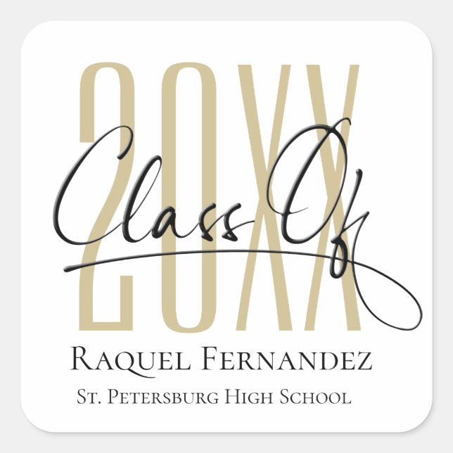 Modern Script Collage Graduation Party Square Sticker (Front)