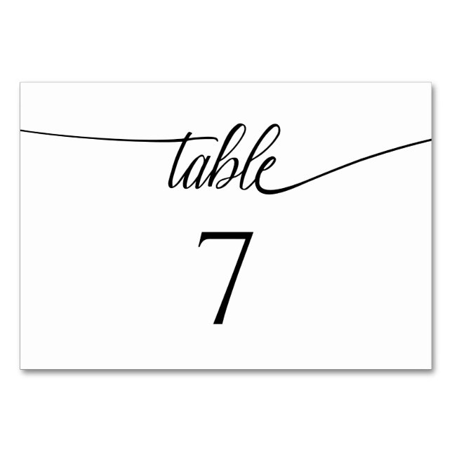 Modern Script Colorblock Any Number Wedding Table  (Front)