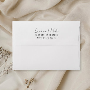 Modern Script Colour Lined Wedding Return Address Envelope