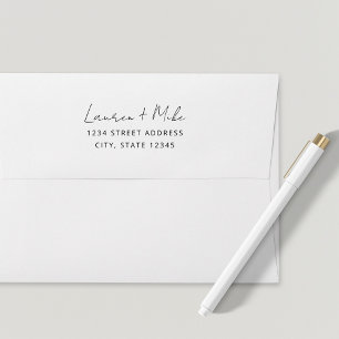 Modern Script Colour Lined Wedding Return Address Envelope
