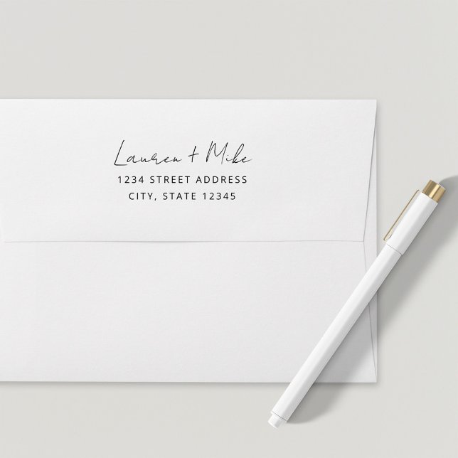 Modern Script Colour Lined Wedding Return Address Envelope (Creator Uploaded)