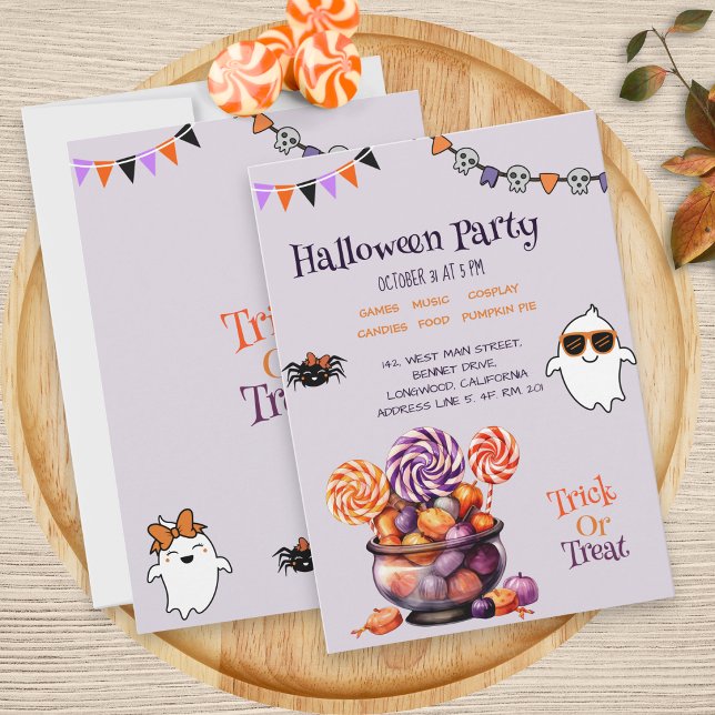 Modern Script Colourful Candy Kids Halloween Party Invitation (Creator Uploaded)