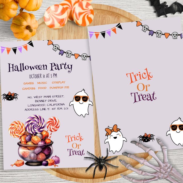 Modern Script Colourful Candy Kids Halloween Party Invitation (Creator Uploaded)