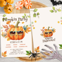 Modern Script Colourful Pumpkin Kid Halloween Part