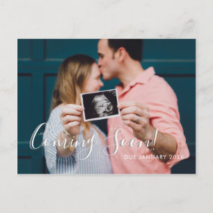 Modern Script Coming  Soon Pregnancy Announcement Postcard