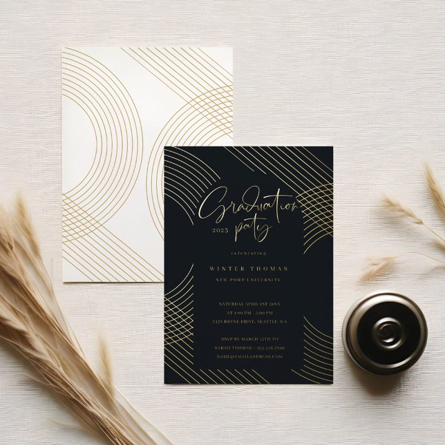 Modern Script Concentric Arches Graduation Party (Modern Script Concentric Arches Graduation Party Foil Invitation)