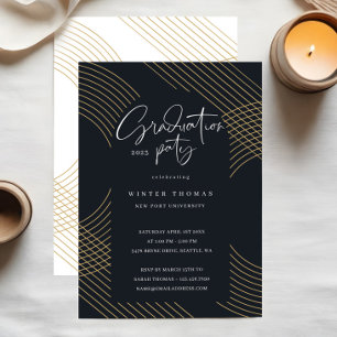 Modern Script Concentric Arches Graduation Party Invitation