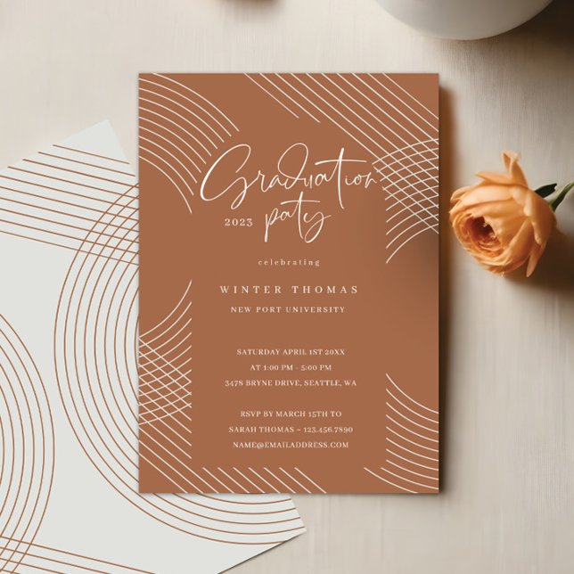 Modern Script Concentric Arches Graduation Party Invitation (Modern Script Concentric Arches Graduation Party Invitation)