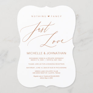 Modern Script, Copper, Wedding Elopement Reception Invitation
