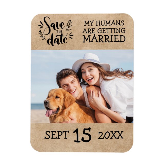 Modern Script Couple Photo Wedding Save the Date  Magnet (Vertical)