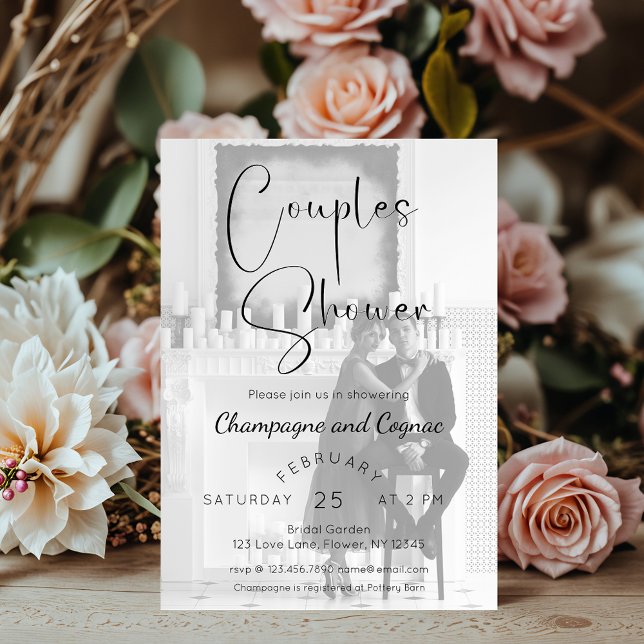 Modern Script Couples Shower Photo Invitation (Creator Uploaded)