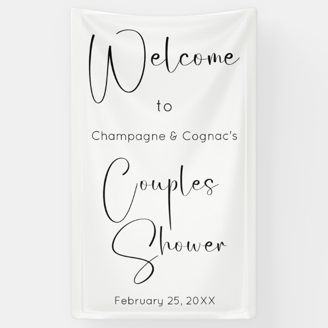 Modern Script Couples Shower Welcome Banner (Vertical)