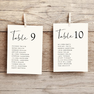 Modern Script Cream Wedding Seating Chart Card