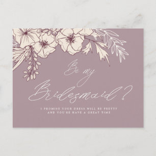 Modern Script Creme Floral Bridesmaid Postcard