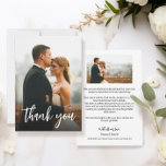 Modern Script Custom 2 Wedding Photos  Thank You Card<br><div class="desc">Express your gratitude in style with the Simple Modern Custom Wedding 2 Photos Thank You Card Templates. These personalised templates offer a sleek and versatile way to convey your appreciation to your loved ones who shared in your special day. The templates feature a clean and modern design, allowing you to...</div>