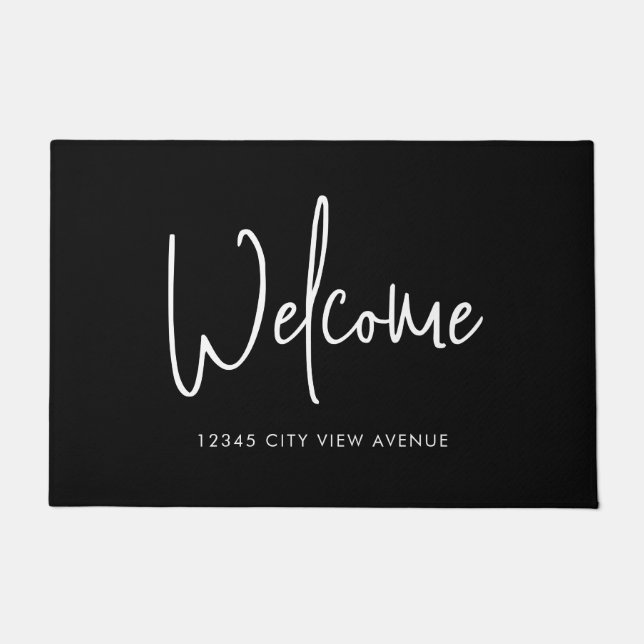 Modern Script Custom Colour Minimalist Welcome Doormat (Front)