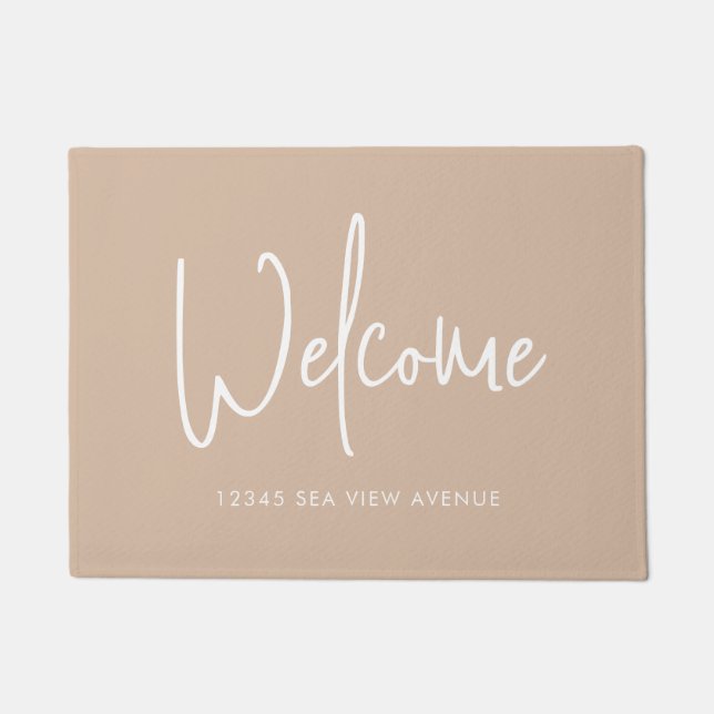 Modern Script Custom Colour Minimalist Welcome Doormat (Front)