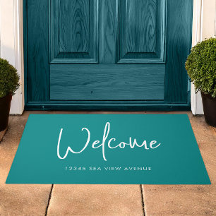 Modern Script Custom Colour Minimalist Welcome Doormat