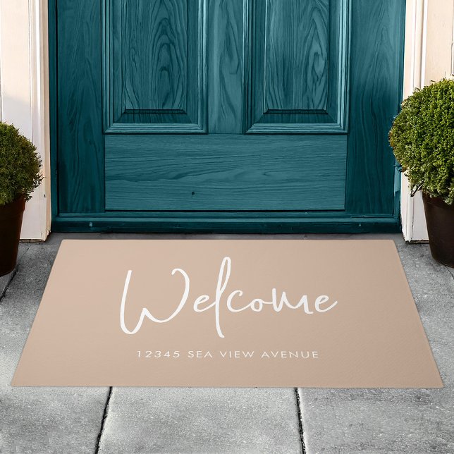 Modern Script Custom Colour Minimalist Welcome Doormat (Creator Uploaded)
