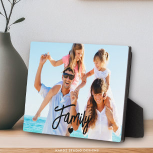Modern Script Custom Family Photo Plaque