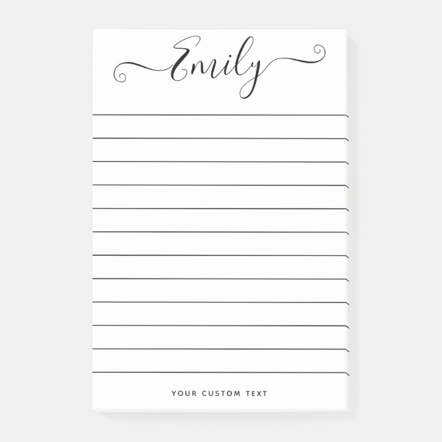 Modern Script Custom Name Message Chic Personal Post-it Notes (Front)