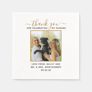 Modern Script Custom Pet Wedding Photo Napkin