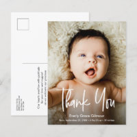 Modern Script Custom Photo Birth Stat Baby Shower