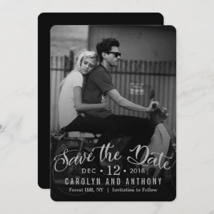 Modern Script Custom Photo Save The Date