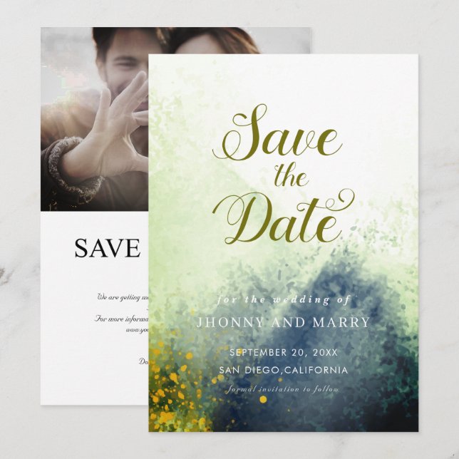 Modern Script | Custom Photo Save The Date Cards (Front/Back)