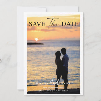 Modern Script Custom Photo Save The Date Cards
