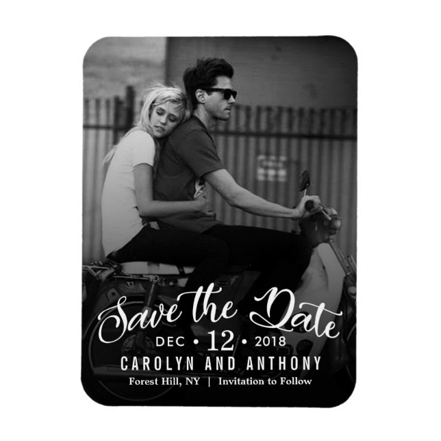 Modern Script | Custom Photo Save The Date Magnet (Vertical)