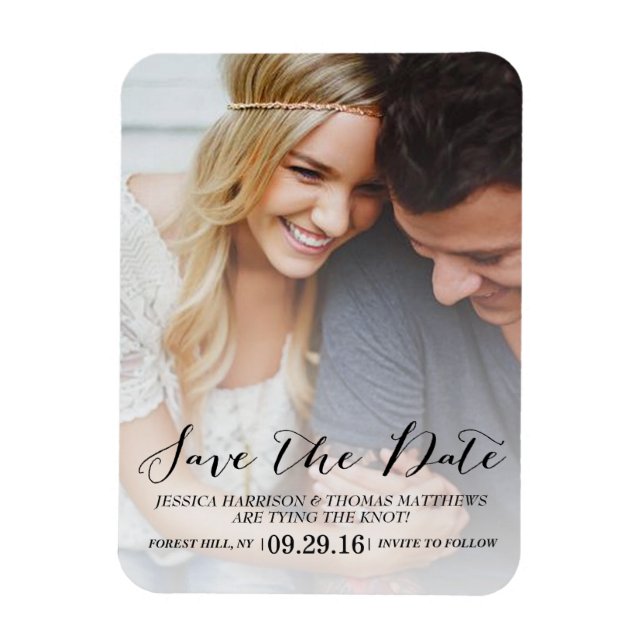 Modern Script | Custom Photo Save The Date Magnet (Vertical)
