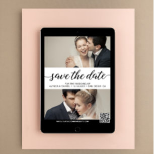 Modern Script Custom Photos Digital Wedding Invitation