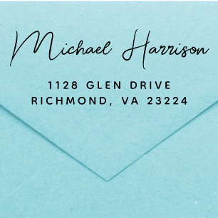 Modern Script Custom Return Address Rubber Stamp